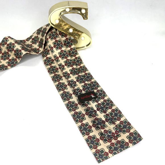 Vintage Rooster Green Medallion Tie - Picture 3 of 4